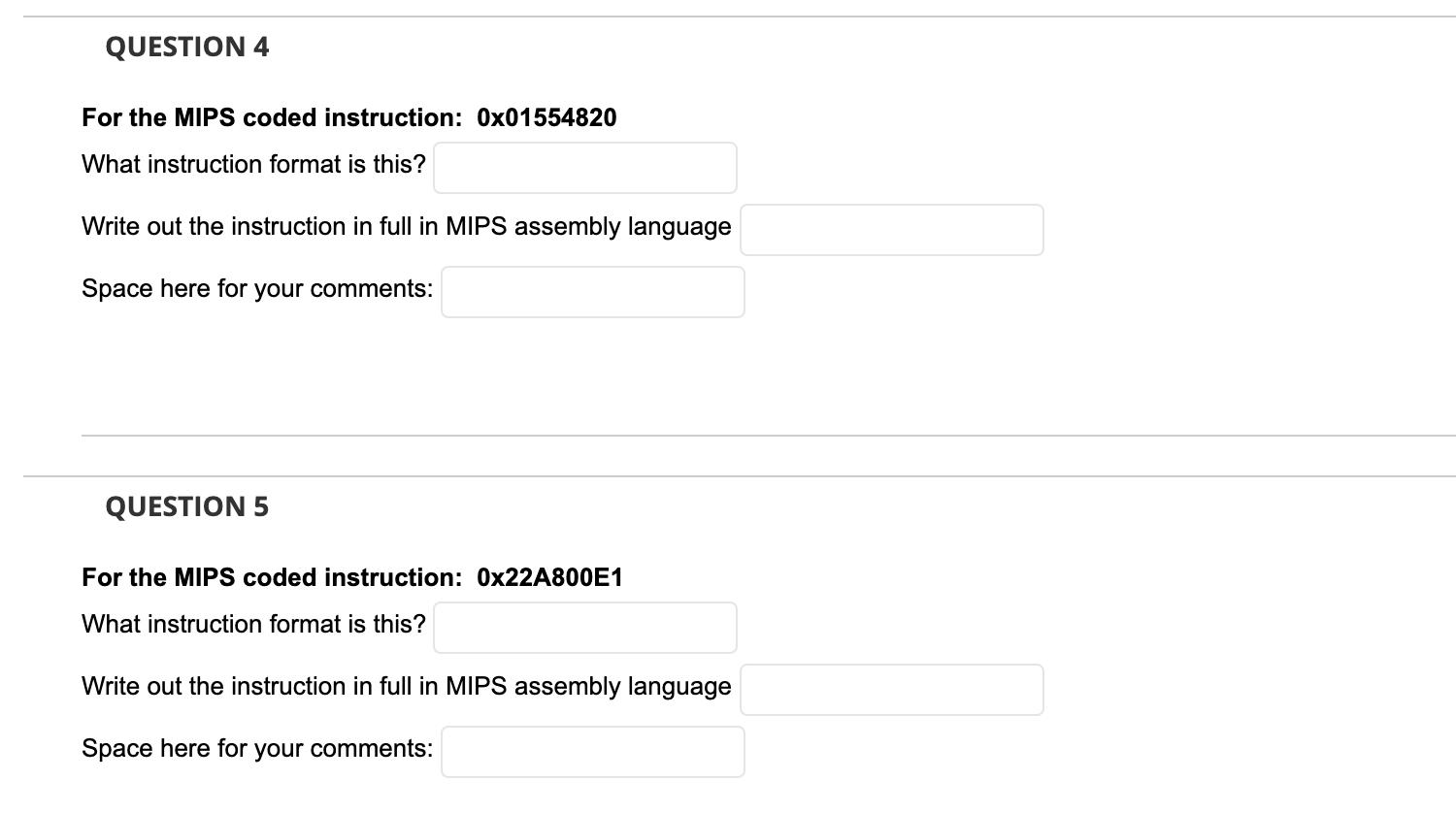 Solved 4 For the MIPS coded instruction 0x01554820 What