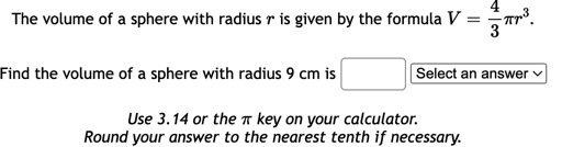 Solved The volume of a sphere with radius r ﻿is given by the | Chegg.com