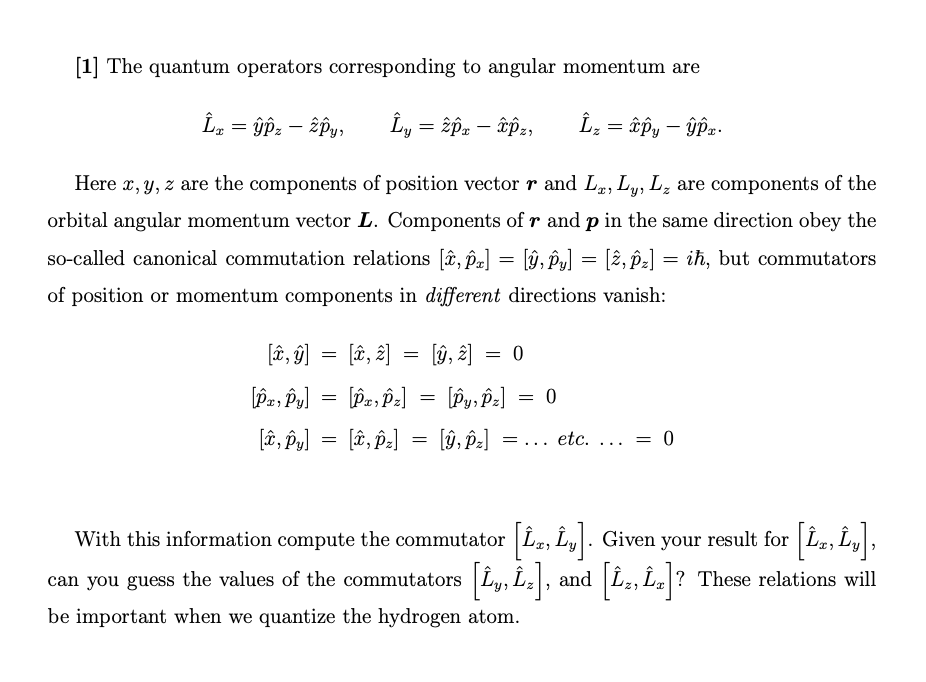 1 The Quantum Operators Corresponding To Angular Chegg Com