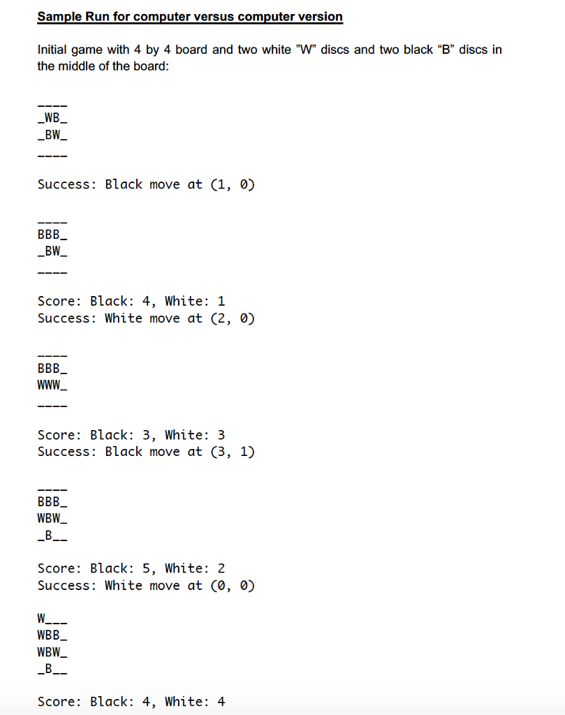 How to make a reversi/othello game in JAVA without | Chegg.com