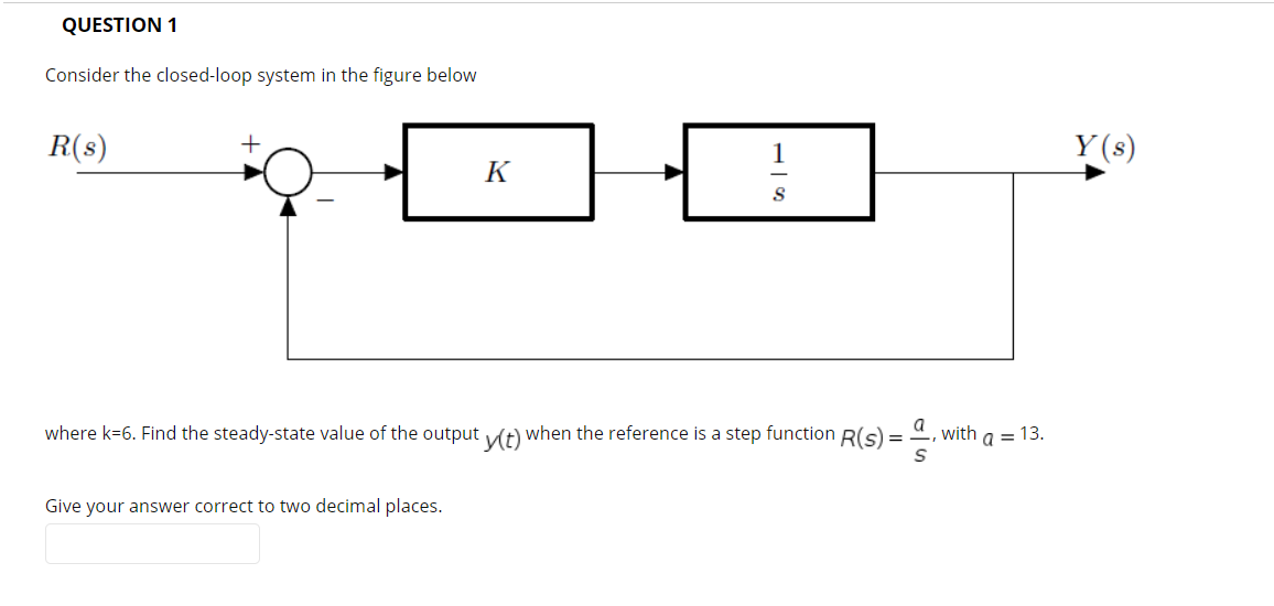 Solved QUESTION 1 Consider The Closed-loop System In The | Chegg.com