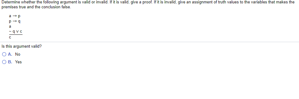 Solved Determine whether the following argument is valid or | Chegg.com