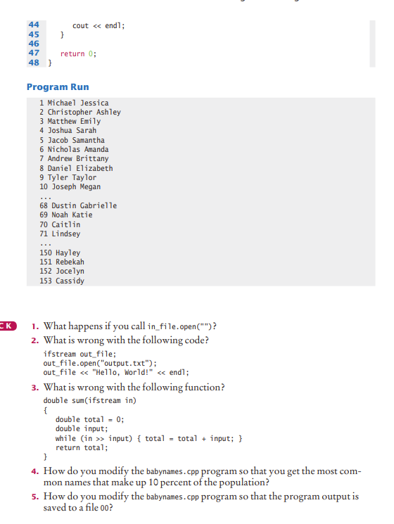 Solved 1 4 8 10 11 ch08/babynames.cpp #include 2 #include | Chegg.com