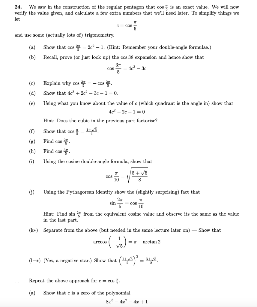 Solved 24. We saw in the construction of the regular | Chegg.com