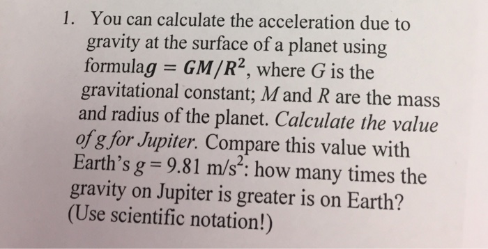 Solved You can calculate the acceleration due to gravity at | Chegg.com