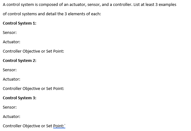 Solved A control system is composed of an actuator, sensor, | Chegg.com