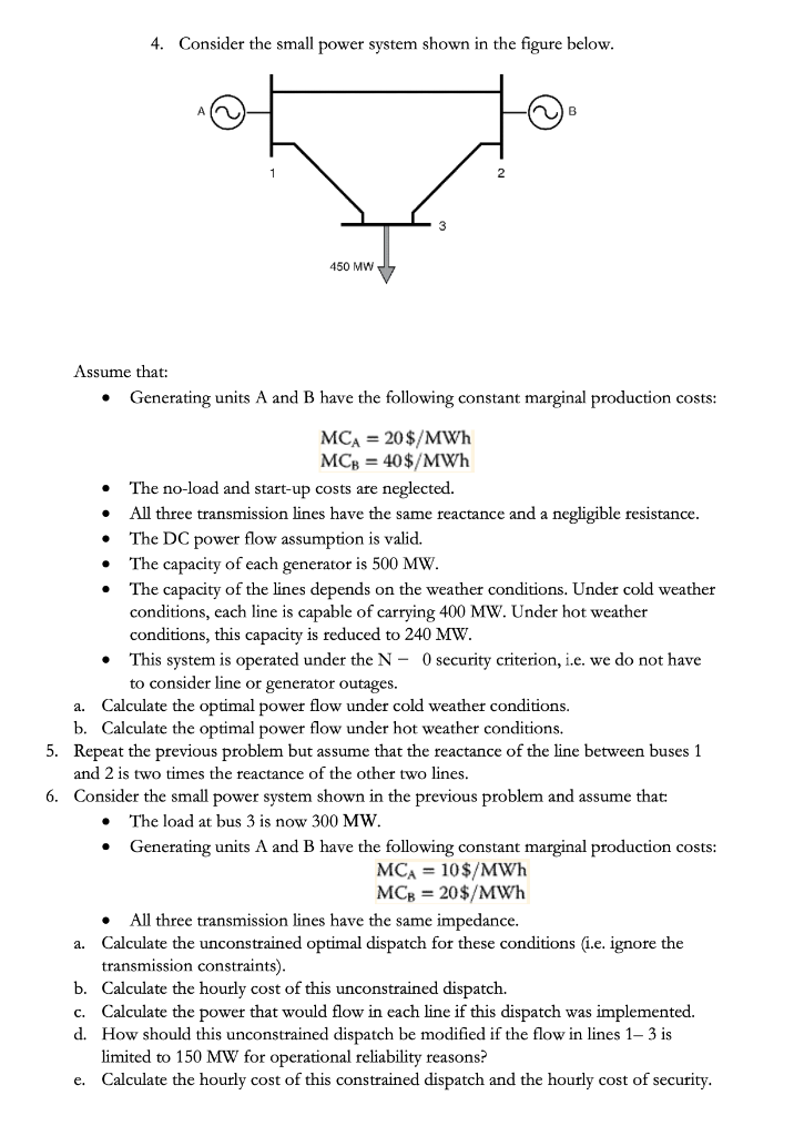 Solved 4. Consider the small power system shown in the | Chegg.com