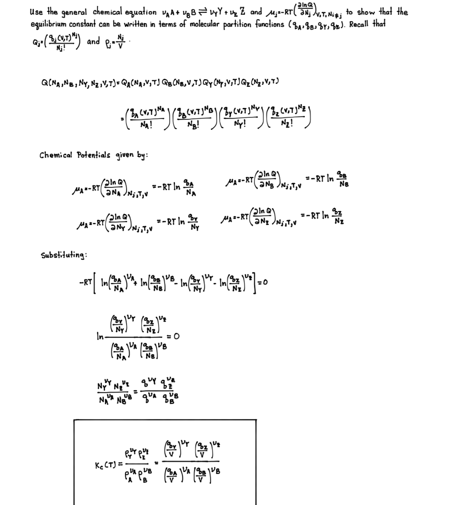 Use The General Chemical Eguation Vaa Vgb Vyy Chegg Com