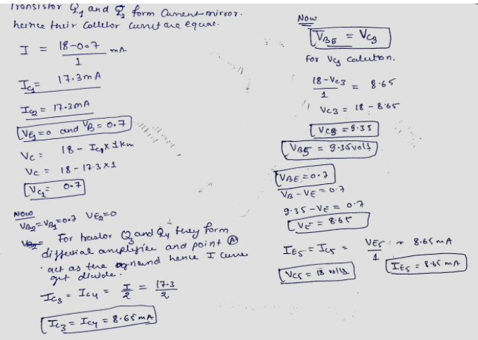 Solved For each transistor Q1-Q5 calculate the | Chegg.com
