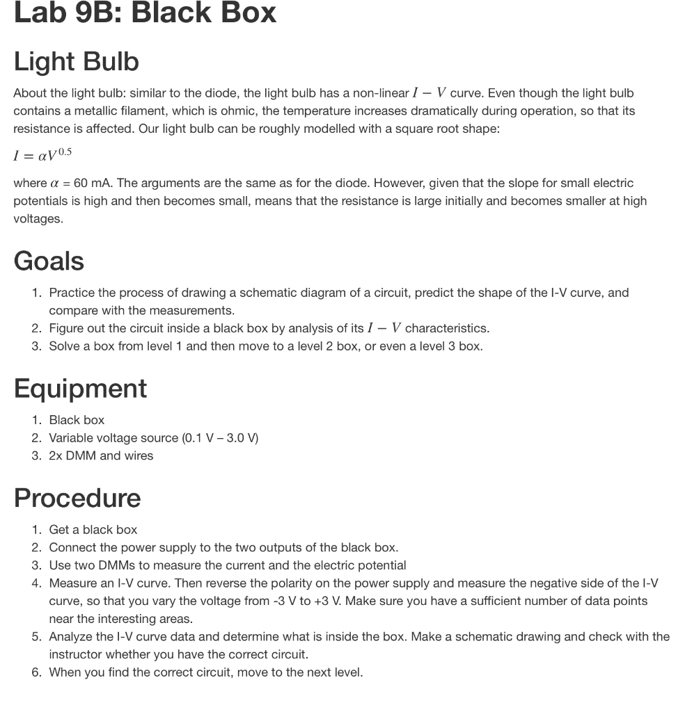 Lab 9B Black Box Light Bulb About the light bulb