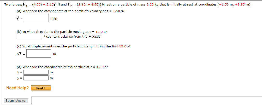 Solved Two Forces F 4 559 2 159 N And Fr 2 15 Chegg Com