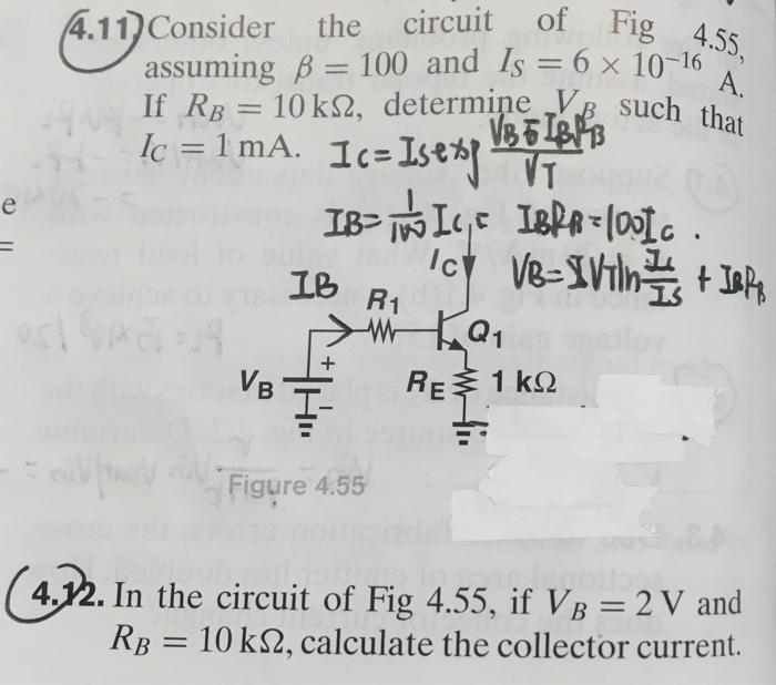 Solved 4.11) Consider the circuit of Fig 4 assuming β= 100 | Chegg.com
