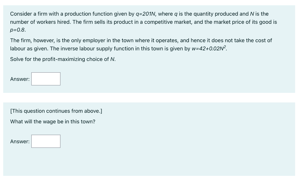 Solved Consider a firm with a production function given by | Chegg.com