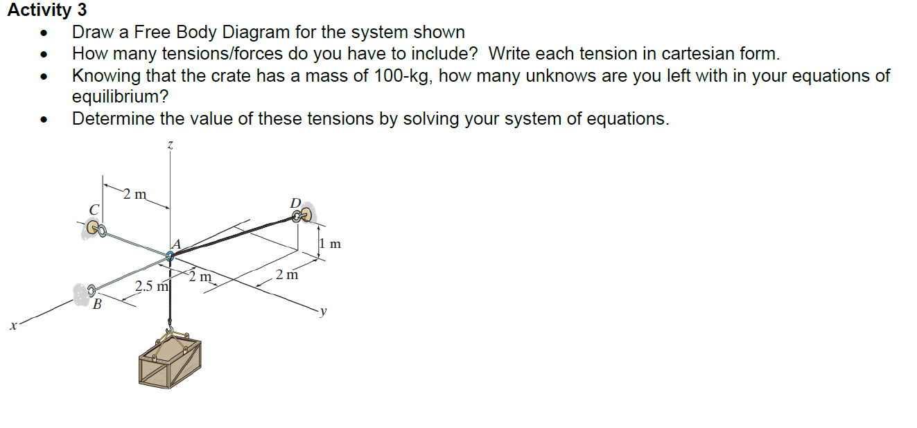 Solved . Activity 3 Draw a Free Body Diagram for the system | Chegg.com