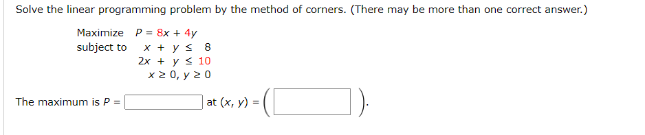 Solved Solve the linear programming problem by the method of | Chegg.com