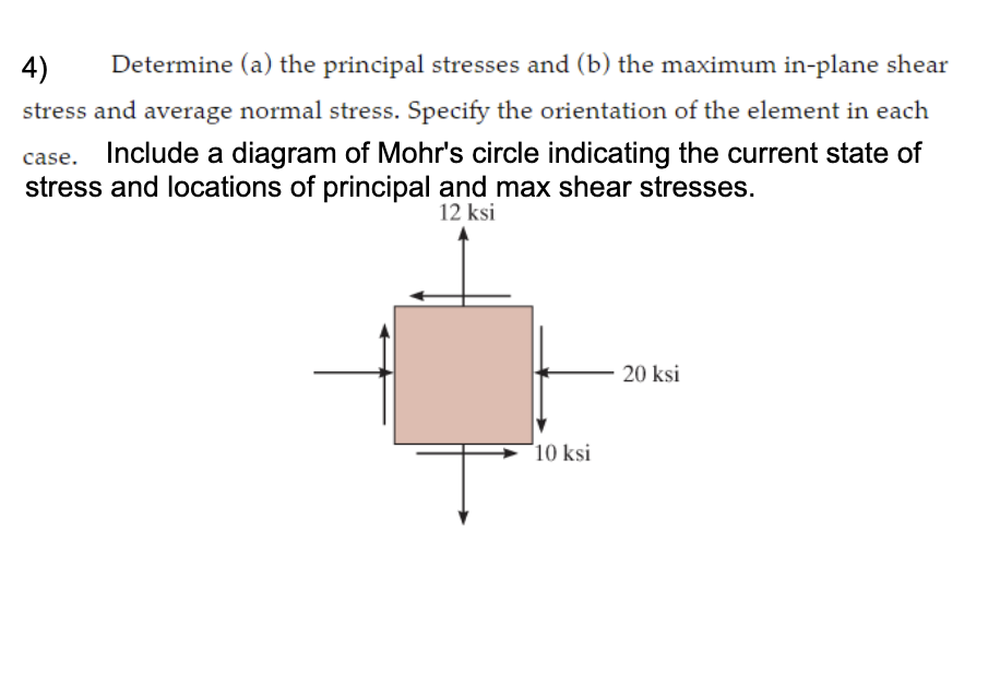 Solved 4) Determine (a) The Principal Stresses And (b) The | Chegg.com