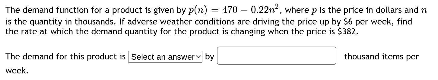 Solved The demand function for a product is given by p(n) = | Chegg.com