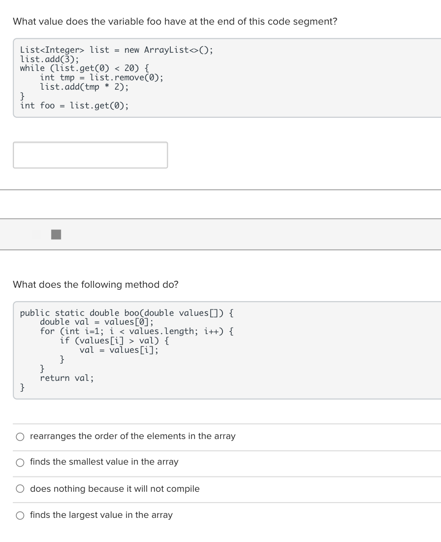 Solved What value does the variable foo have at the end of | Chegg.com