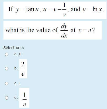 Solved 1 If Y Tanu U V And V Ln X V What Is The Chegg Com