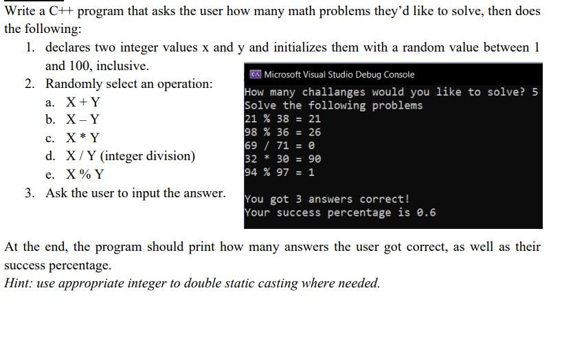 Solved Write a CH program that asks the user how many math | Chegg.com