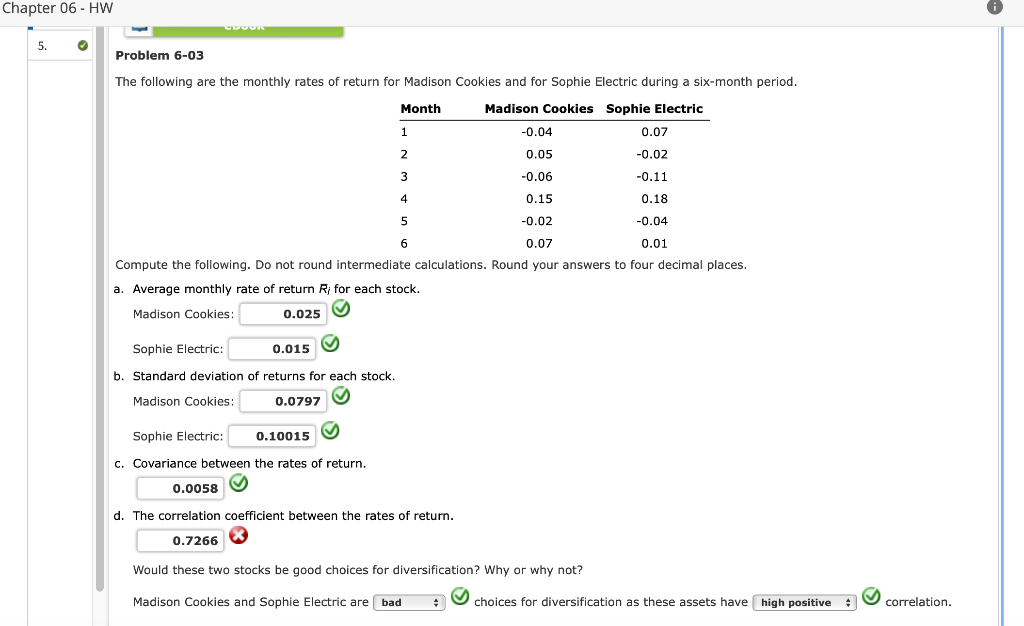 Solved Chapter 06 - HW 5. Problem 6-03 The Following Are The | Chegg.com