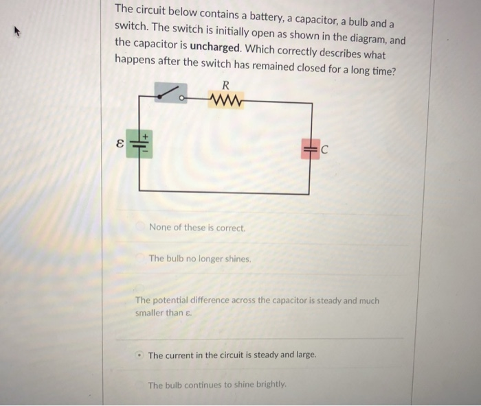 Solved The Circuit Below Contains A Battery, A Capacitor, A | Chegg.com