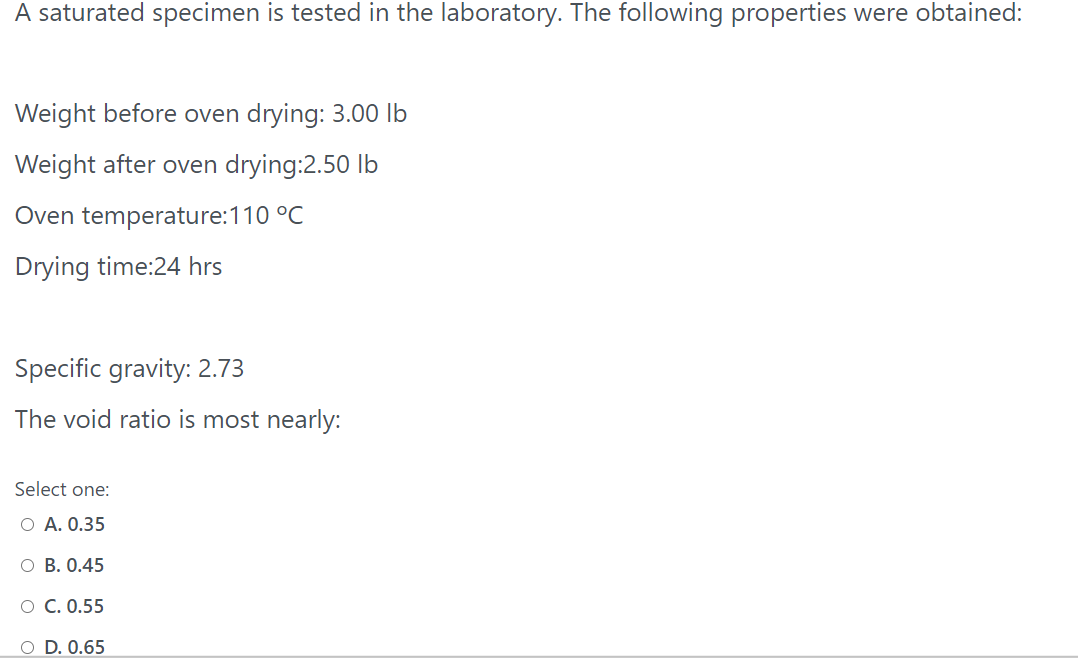 solved-a-saturated-specimen-is-tested-in-the-laboratory-the-chegg