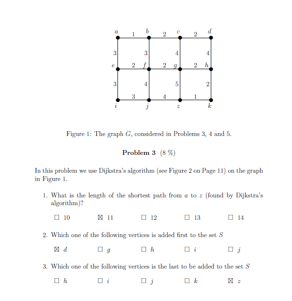 2 1 6 2 c d 1 2 f1 2 2 1 Figure 1: The graph G, considered in Problems 3, 4 and 5. Problem 3 (8 %) In this problem we use Dij