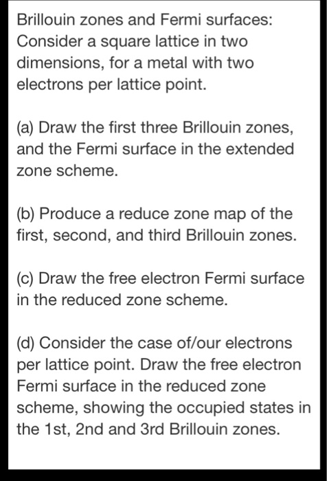 Solved Brillouin zones and Fermi surfaces: Consider a square | Chegg.com
