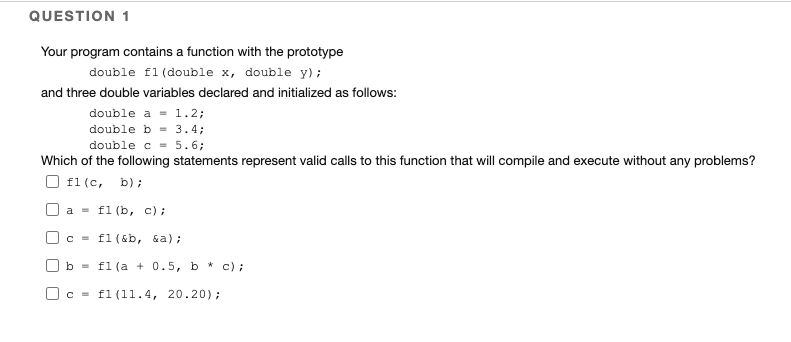 Solved in C programming. boxes have multiple correct ans and | Chegg.com