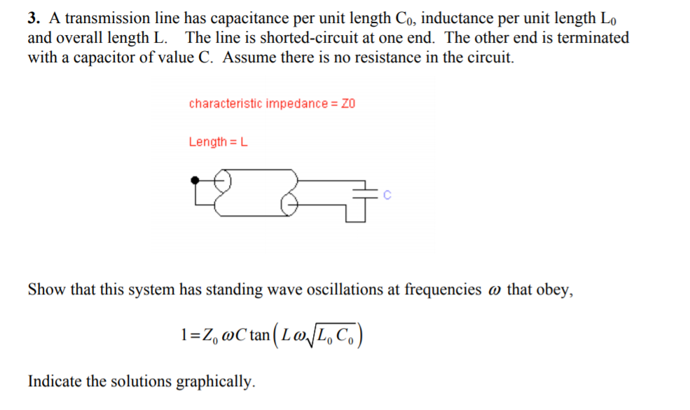 Solved A transmission line has capacitance per unit length