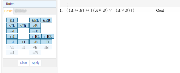 Solved Rules Basic 1. ((A + B) + ((A & B) V-(AVB))) Goal &I | Chegg.com