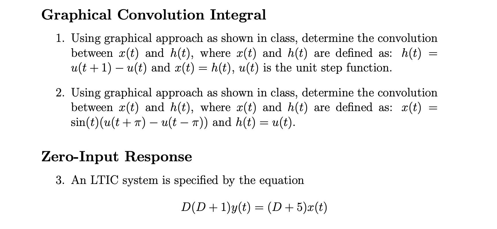 Solved Graphical Convolution Integral 1. Using graphical | Chegg.com