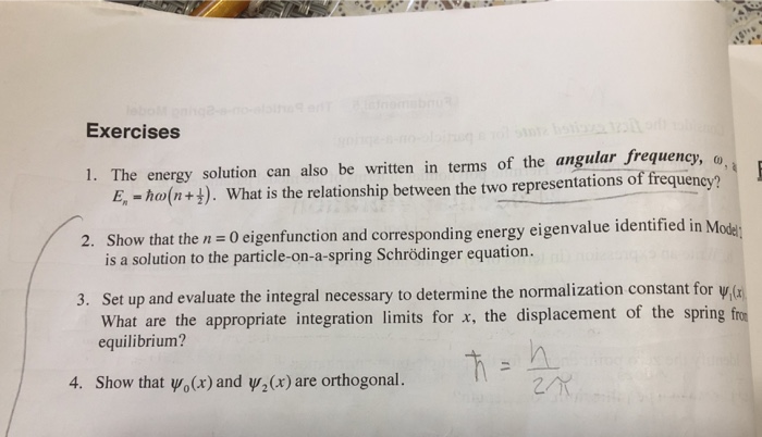 Solved Exercises 1. The Energy Solution Can Also Be Written | Chegg.com