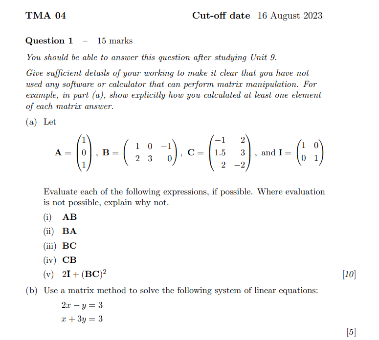 Solved Question 1 - 15 marks You should be able to answer | Chegg.com