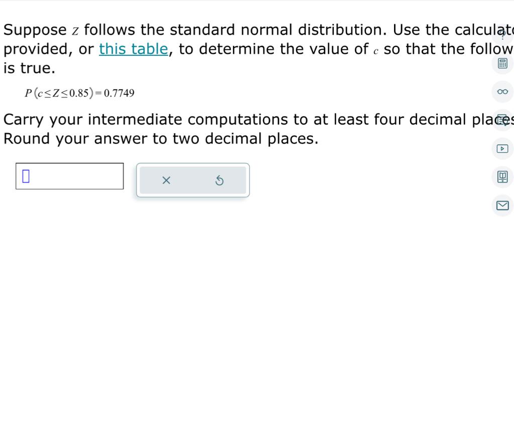 Solved Suppose z follows the standard normal distribution. | Chegg.com