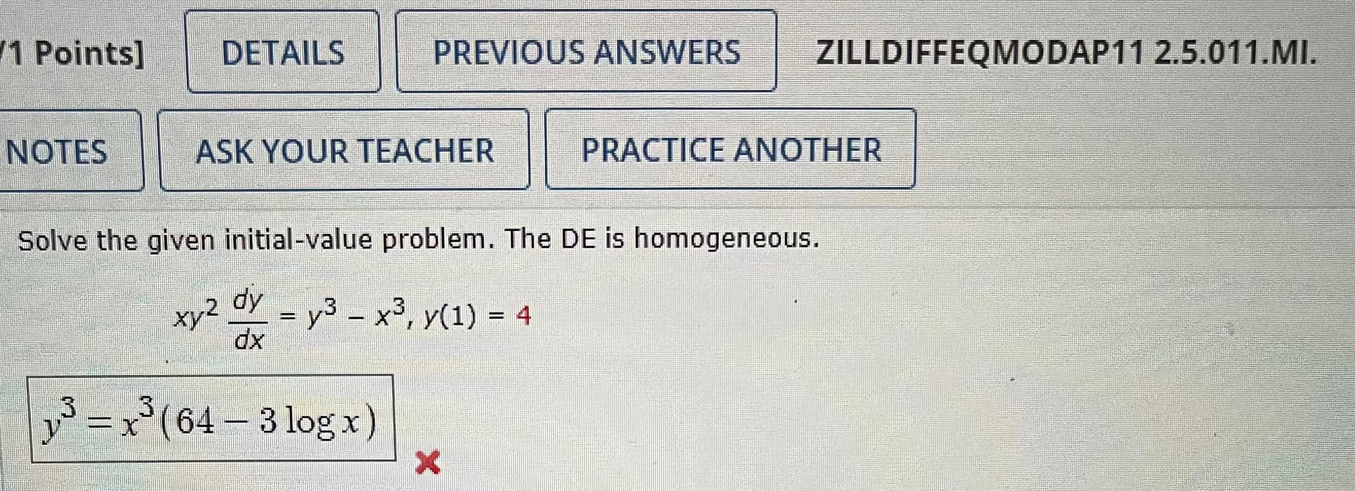 Solved 11 Points] DETAILS PREVIOUS ANSWERS ZILLDIFFEQMODAP11 | Chegg.com