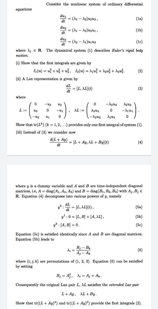 Solved Consider the nonlinear system of ordinary | Chegg.com