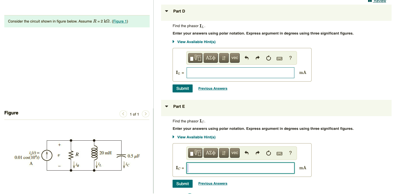 Solved Review Part D Consider the circuit shown in figure | Chegg.com