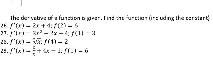 Solved The derivative of a function is given. Find the | Chegg.com