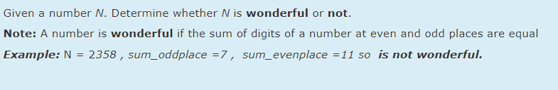 Solved Given a number N. Determine whether N is wonderful or | Chegg.com