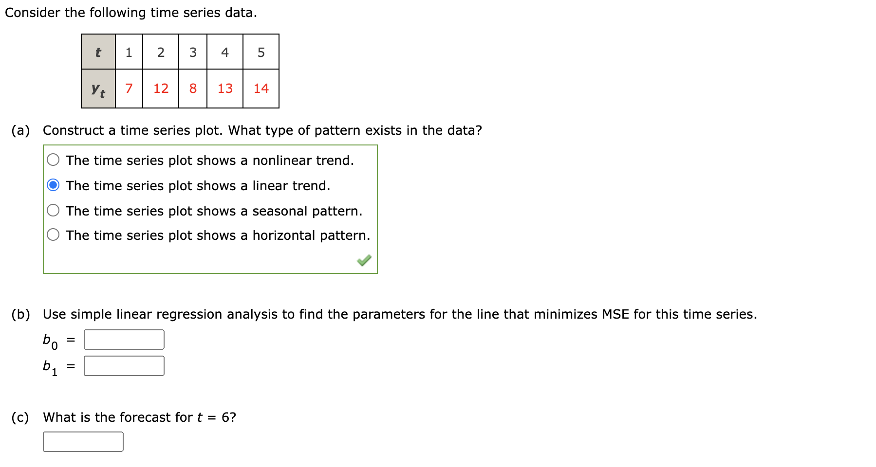 Solved Consider the following time series data. t 1 2 3 5 Yt | Chegg.com