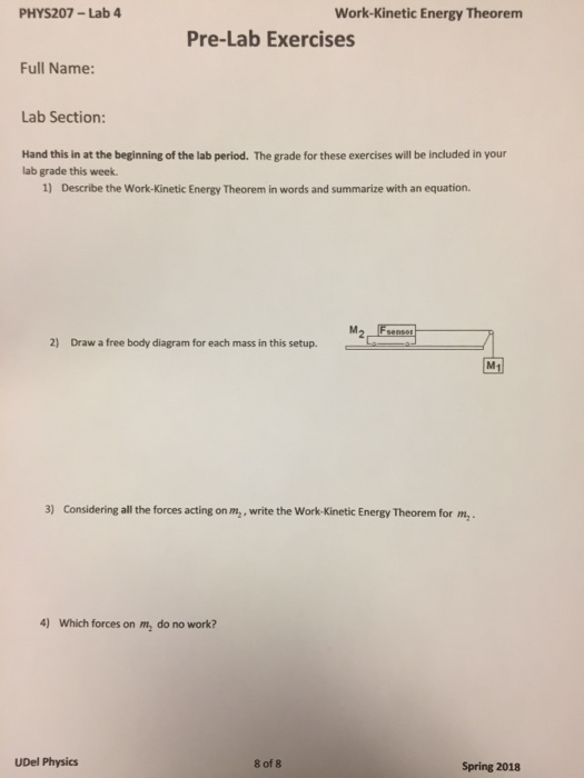 Solved PHYS207Lab 4 Energy Theorem PreLab