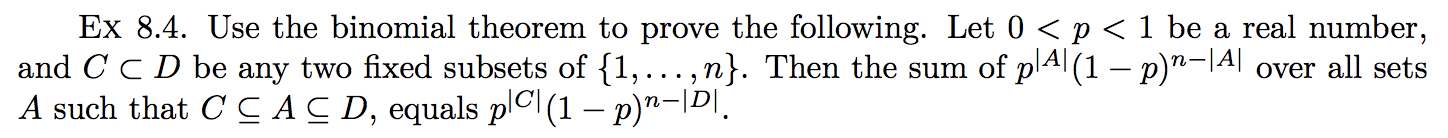 Solved Ex 8.4. Use the binomial theorem to prove the | Chegg.com