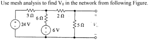 Solved Use mesh analysis to find V, in the network from | Chegg.com