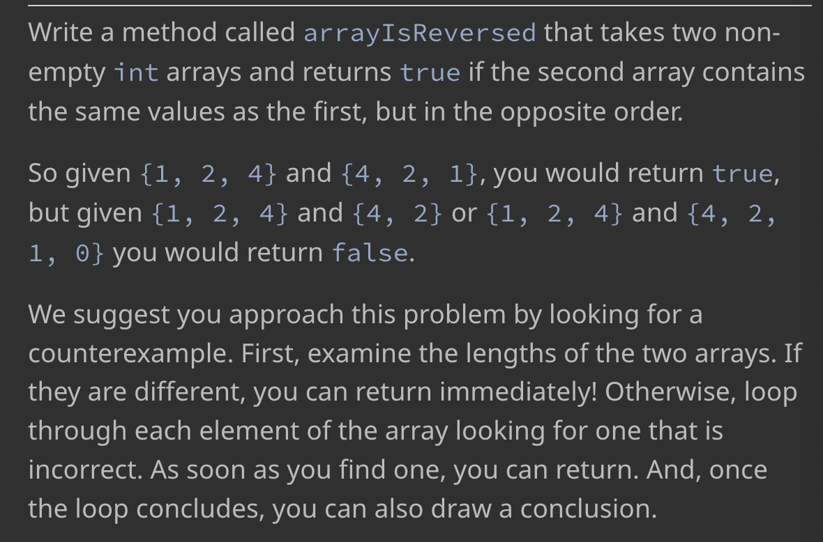 Solved In JAVA Write a method called arrayIsReversed that | Chegg.com