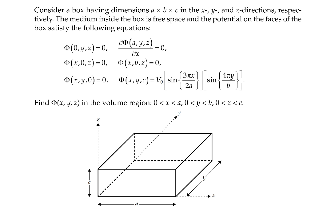 Solved Consider a box having dimensions a x b × c in the x-, | Chegg.com