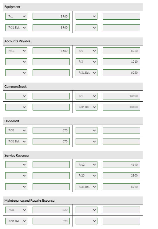 Solved Post to the ledger accounts. (Post entries in the