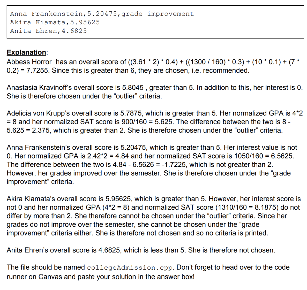 Solved Question 3(20pt): College Admission Algorithm As you | Chegg.com