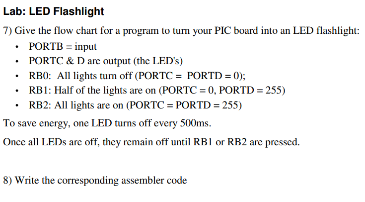 Solved Lab: LED Flashlight 7) Give the flow chart for a | Chegg.com